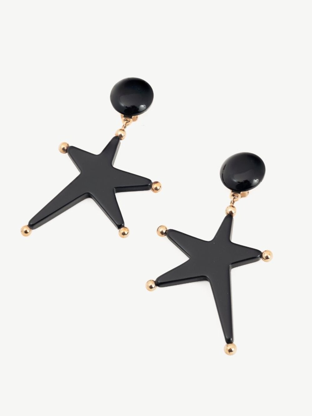 Marni Black Resin Star Drop Clip-On Earrings